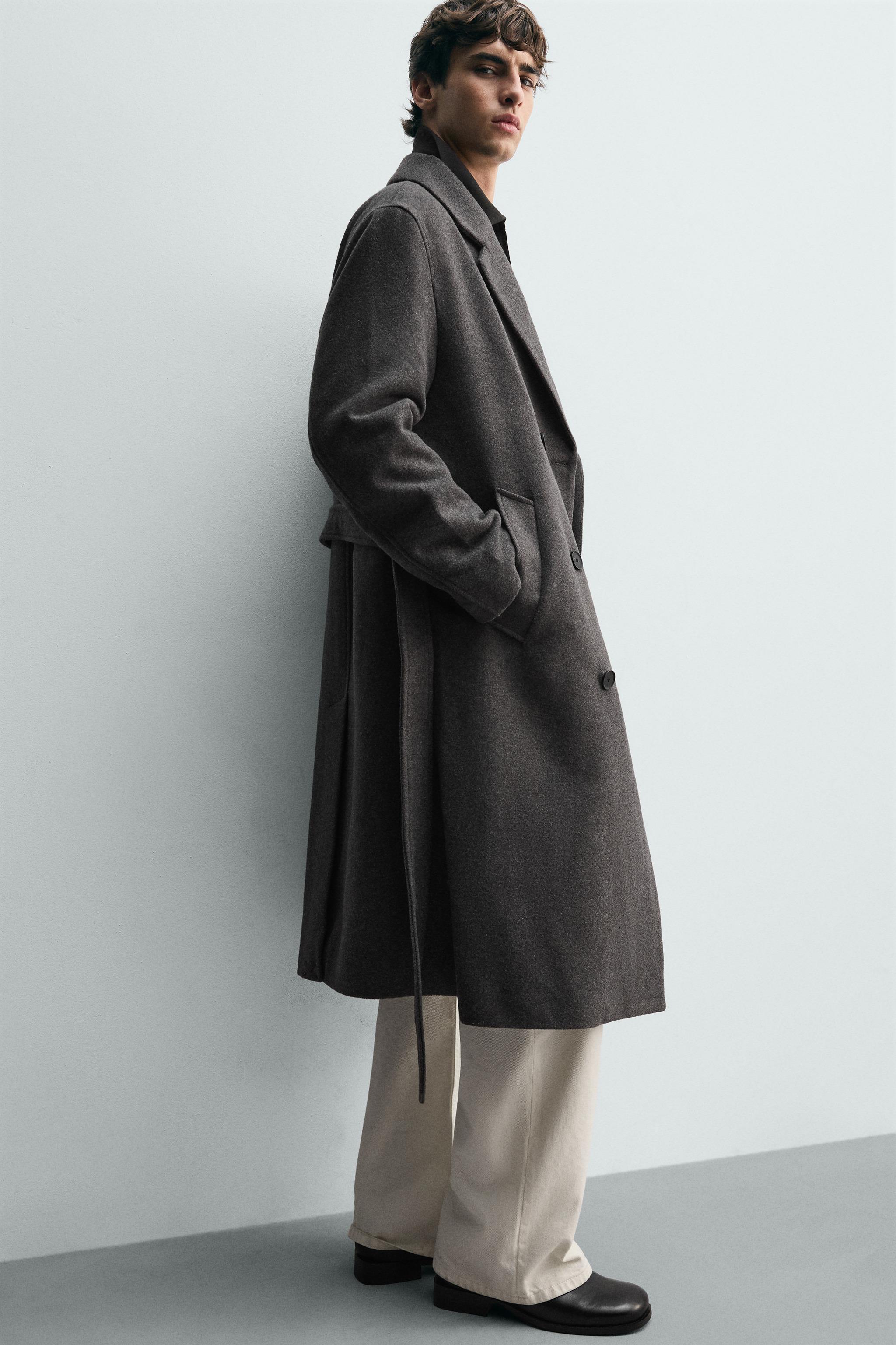MANTEAU CROISÉ AVEC LAINE ET CEINTURE